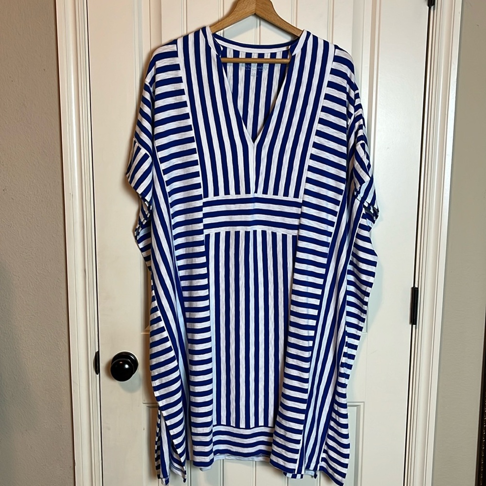 Soft Surroundings 100% cotton striped dress or coverup Size L/XL